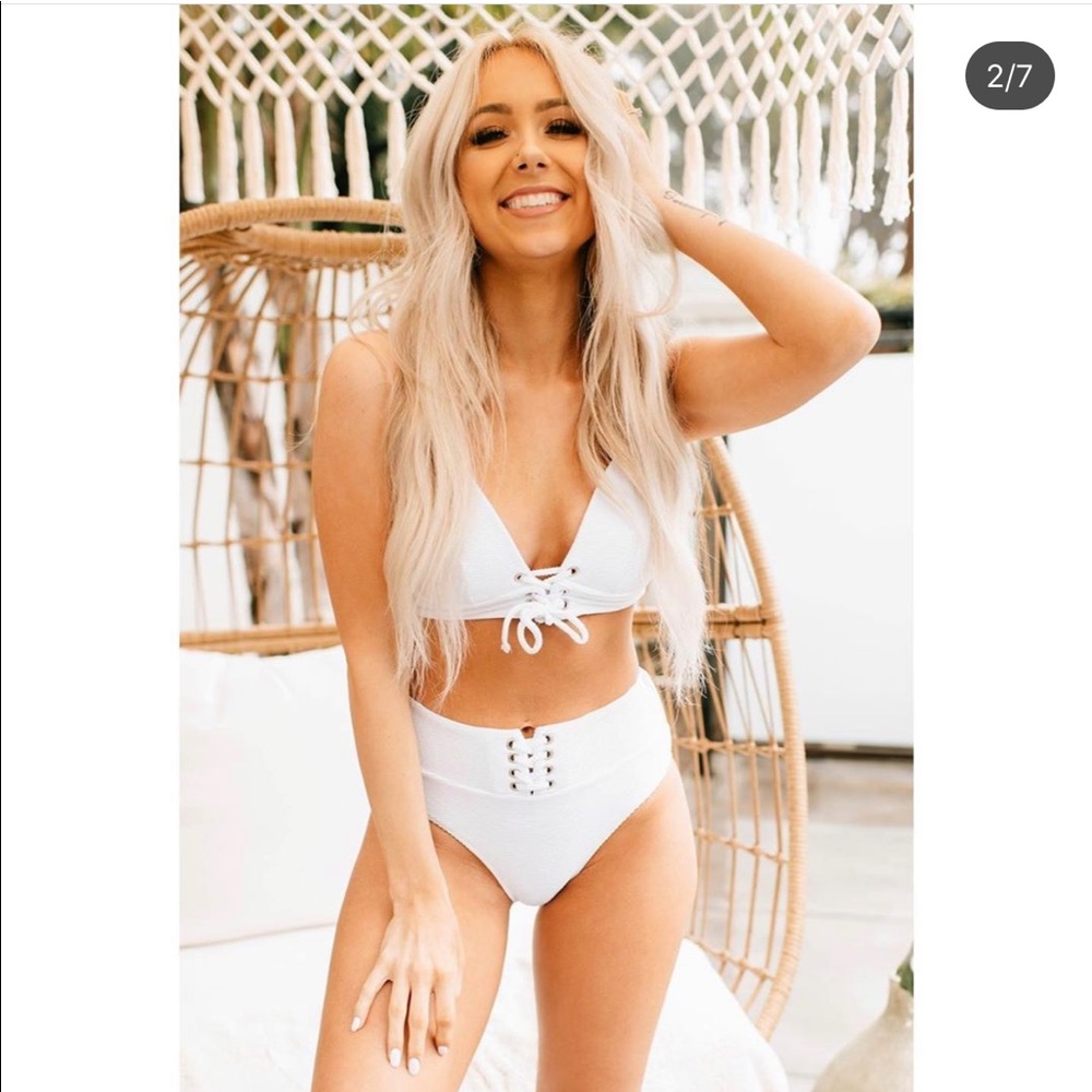 White Lace-Up Bikini Set